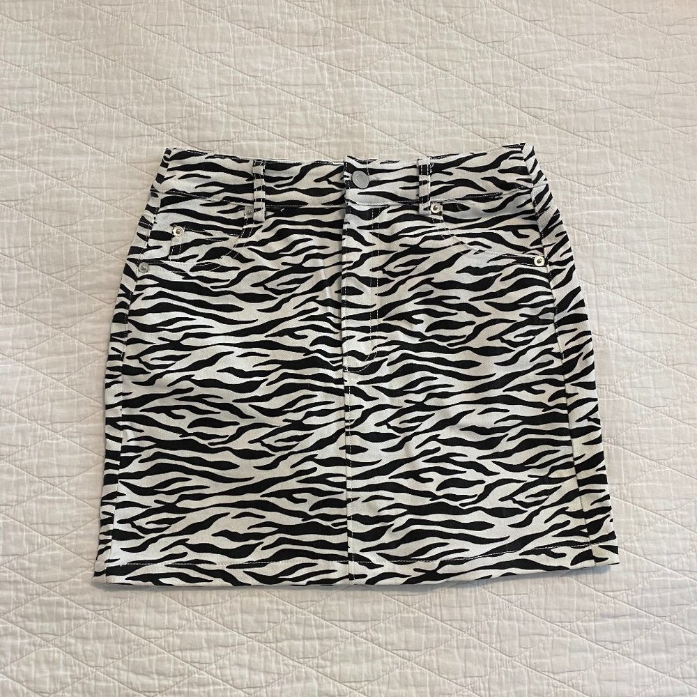 Vestique Zebra Print Jean Skirt